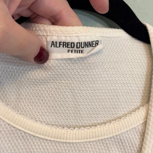 Vintage Alfred Dunner Sweater Womens PM Petite White Short Sleeve Waffle Knit - Picture 9 of 9